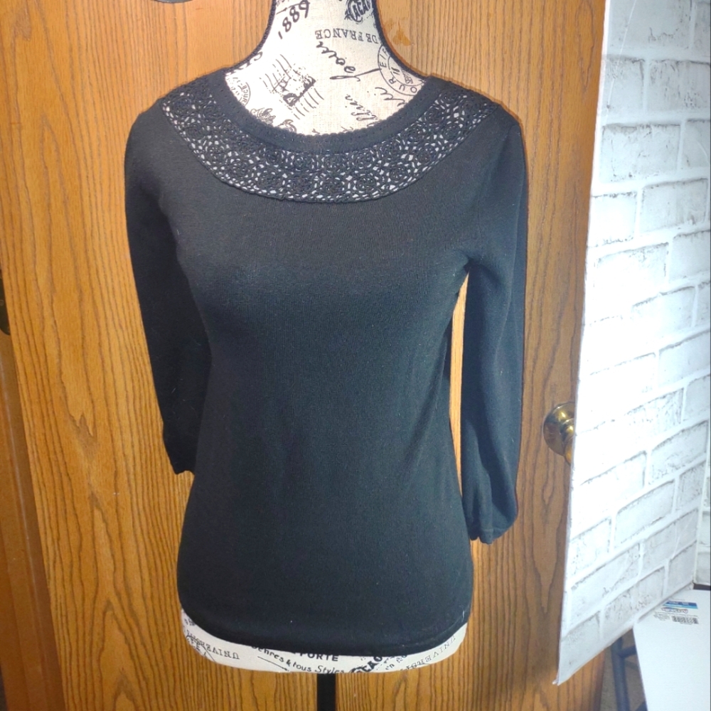 Small Black Lace Detail Sweater